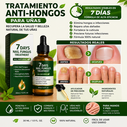 TRATAMIENTO ANTI HONGOS 100% NATURAL 7 DIAS (1+1 GRATIS) 30ML